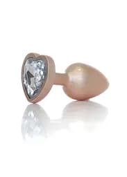 Анальна пробка - Jewellery Pearl Gold Heart Plug Clear S - мініатюра 1