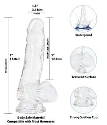 Прозорий фалоімітатор Addiction - Clear Dildo with Balls 7″, віброкуля в подарунок - мініатюра 2