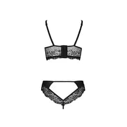 Комплект із еко-шкіри з мереживом Passion Loona Set black L/XL - мініатюра 6