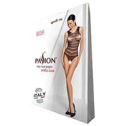 Бодістокінг з доступом Passion BS086 black вертикальна сітка виріз на спинці One size - мініатюра 8