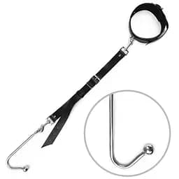 Анальный крюк с ошейником из натуральной кожи Art of Sex - Anal hook, Черный