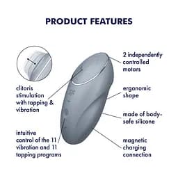 Вібростимулятор-пульсатор Satisfyer Tap & Climax 1 Bluegrey, ефект постукування пальцем Satisfyer SX0568 99303 - мініатюра 8
