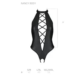 Боді з еко-шкіри з імітацією шнурівки та відкритим доступом Passion Nancy Body black L/XL - мініатюра 5