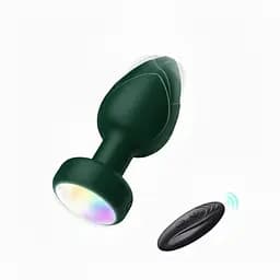 Анальна пробка що світиться з вібрацією і Д/У Light Anal Plug 3,5*9 см зелена — Анальні іграшки