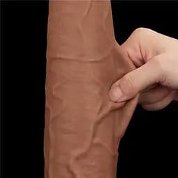 Фалоімітатор LoveToy Sliding-Skin Dual Layer Dong King Sized 34 см коричневий - мініатюра 14