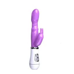 Вибратор кролик с ушками комбинированный 26 см USB для женщин фиолетовый