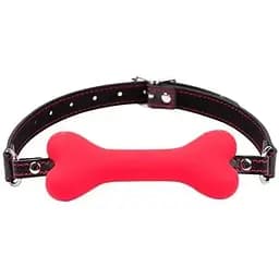 Кляп Собача кістка для BDSM та рольових ігор 12 см червоний K0164-1