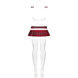Еротичний костюм школярки з міні-спідницею Obsessive Schooly 5pcs costume біло-червоний S/M - мініатюра 6