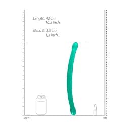 Двосторонній фалоімітатор RealRock Crystal Clear 17" 42 см (зелений) - мініатюра 4