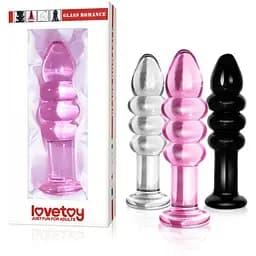 Стеклянный фаллоимитатор LoveToy Glass Romance 14 см черный