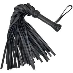 Черный флоггер классический, натуральная кожа, 50 хвостов, по 50см, рукоятка 20см