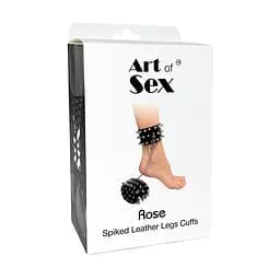 Поножі із шипами з натуральної шкіри Art of Sex - Rose, колір чорний - мініатюра 4