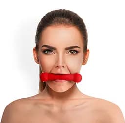 Кляп Палиця, силікон та натуральна шкіра, Art of Sex - Gag Stick Silicon, Червоний Art of Sex SO6704 95111 - мініатюра 5