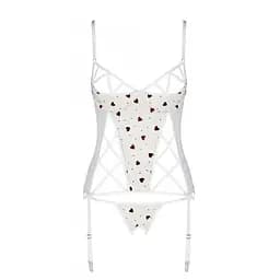 Корсет із підв'язками + стрінги Passion LOVELIA CORSet white L/XL - мініатюра 5