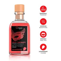 Набір для масажу Orgie – Sexy Therapy Strawberry (100 мл), їстівне розігріваюче масло + пір'їнка Orgie SX1507 101125 - мініатюра 2