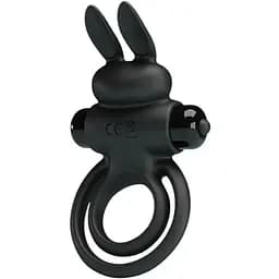 Віброкільце Pretty Love Vibro Penis Ring Bunny III 9.7 см чорний