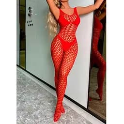 Бодістокінг з відкритим доступом у стильну сітку S/M/L Червоний K0814-2