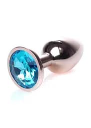 Анальна пробка - Jewellery Red Gold Plug Light Blue - мініатюра 3
