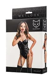 Боді Glossy Amilia wetlook XL (чорний) - мініатюра 8