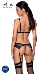 Комплект білизни Passion NESSY Set XXL/XXXL black бюстгальтер пояс для панчіх стрінги - мініатюра 2