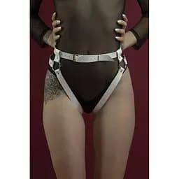 Гартеры Feral Feelings - Belt Briefs, трусики, натуральная кожа, Белый