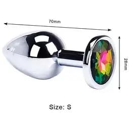 Анальна пробка Passion Rainbow сталева з кристалом розмір S 2.8х7 см (4821002030248) - мініатюра 2