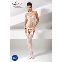 Бодістокінг Passion BS056 комбінезон імітація панчохи S/M/L white - мініатюра 2