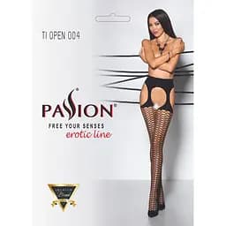 Еротичні колготки Tiopen 004 nero (fishnet 40 den) - Passion імітація панчох та пояса 1/2 - мініатюра 4