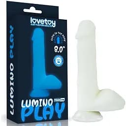 Неоновий фалоімітатор LoveToy Lumino Play 23 см блакитний