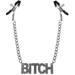 Затискачі для сосків Bitch, Feral Feelings - Nipple clamps Bitch, срібло/чорний