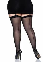 Панчохи Leg Avenue Sheer backseam stockings + Black Plus size - мініатюра 2