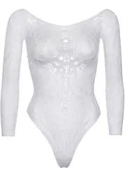 Боді Leg Avenue Snap crotch thong back teddy White M/L - мініатюра 3