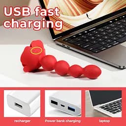 Анальна червона вібро пробка Rose rotating anal beads Boss Series 56-2025 103420 - мініатюра 9