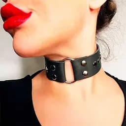 Чокер с заклепками и кольцом One size Черный K000650