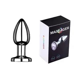 Пробка анальна сталева з вібрацією та світлодіодами USB 7,2 см. K000786