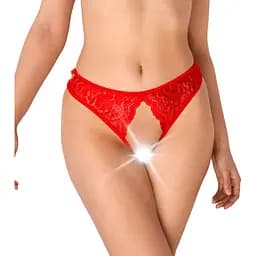 Мереживні трусики з відкритим доступом Art of Sex - Mia, розмір L-2XL, Червоний