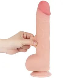 Фалоімітатор Sliding-Skin Dual Layer Dong 9.5'' 24 см тілесний - мініатюра 3
