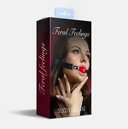 Кляп силіконовий Feral Feelings Silicon Ball Gag Black/Red, чорний ремінь, червона кулька - мініатюра 2