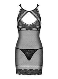 Сорочка і стрінги Obsessive Allastia L/XL (чорний)