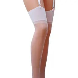 Классические чулки под пояс с широкой резинкой ST001 bianco - Passion 1/2