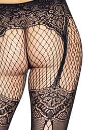 Колготки Leg Avenue Fishnet tights with back seam One size Black задній шов мереживо сітка - мініатюра 4