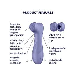 Вакуумний стимулятор клітора з вібрацією Satisfyer Pro 2 Generation 3 with Liquid Air (фіолетовий) - мініатюра 4