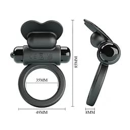 Віброкільце Pretty Love Vibrant Penis Ring Debonaire 8.5 см чорний - мініатюра 8