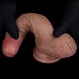 Фалоімітатор Dual Layered Silicone Cock 7" 18 см (коричневий) - мініатюра 8