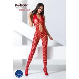 Бодістокінг Passion BS065 комбінезон велика сітка S/M/L red - мініатюра 2