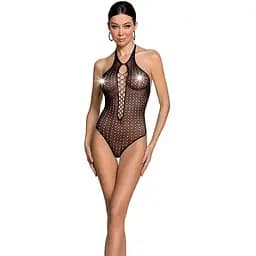 Бодистокинг с декольте Passion BS088 black имитация корсетной шнуровки One size