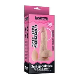 Фалоімітатор Cumming Softee Soft Ejaculation Cock With Ball 8" 20.3 см тілесний - мініатюра 4