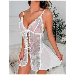 Спокусливий пеньюар з мережива S/M білий K1008-1