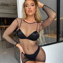 Мини-платье открытое и соблазнительное S/M/L Черный K0758-1