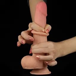 Фалоімітатор LoveToy Sliding-Skin Dual Layer Dong 9" Flesh 23 см тілесний - мініатюра 12